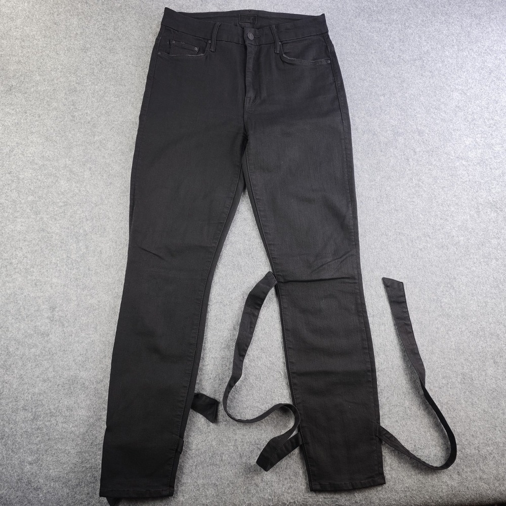 Mother Jeans Women's 28 High Waisted Tie Bow Looker Ankle Black High Rise